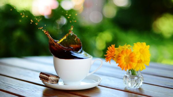 2560x1440 px,bokeh,brownies,coffee,cookies,cups