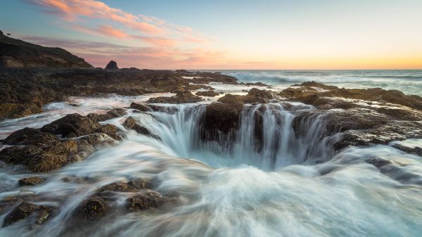 víz,vízesés,Thor Well,Oregon