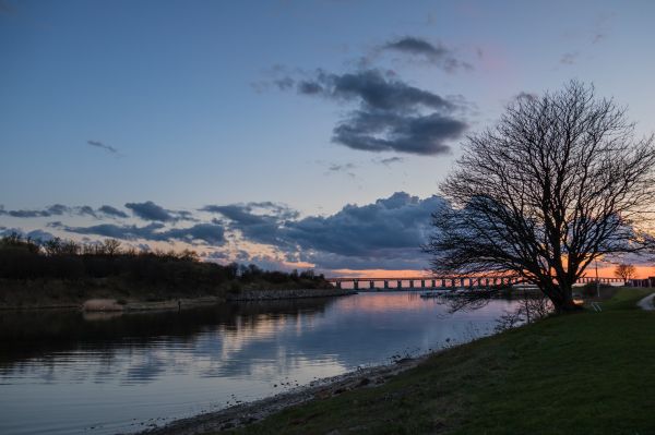 landskab, solnedgang, hav, sø, vand, natur