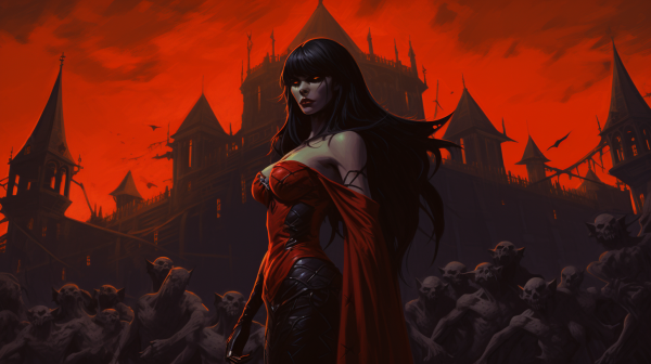 Vampirella,demon,roșu,vampire girl,castel,întuneric