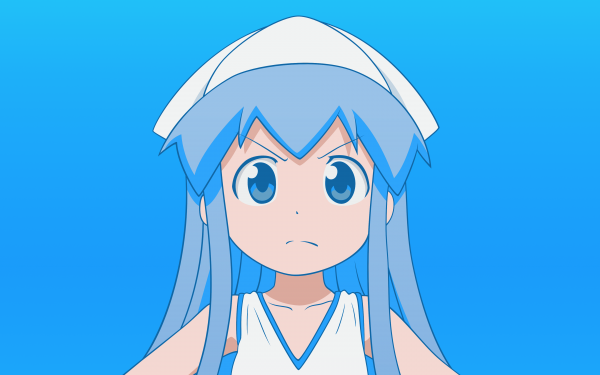 anime girls,Shinryaku Ika Musume,Ika Musume,anime,capelli blu,occhi blu