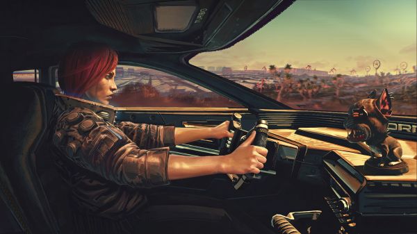 arte digital,Interior del coche,Obra de arte,ilustración,vehículo,Cyberpunk 2077