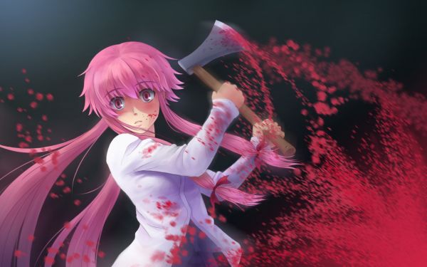 Anime,Anime cô gái,Đỏ,Máu,Trục,Mirai Nikki