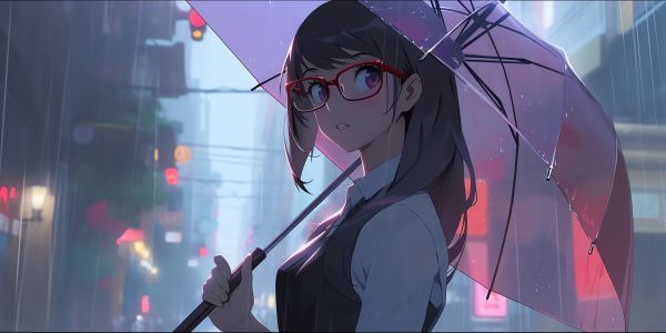 anime,animemeisjes,paraplu,regen,schoolmeisje,schooluniform