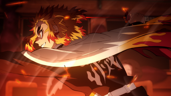 rengoku kyoujurou,Anime,Anime screenshot,noche,Kimetsu no Yaiba,tren