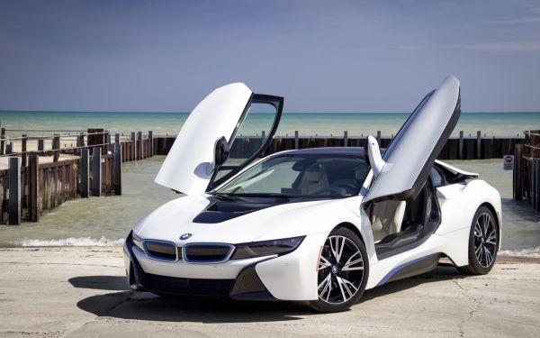 carro,BMW,veículo,BMW i8,vista lateral,branco