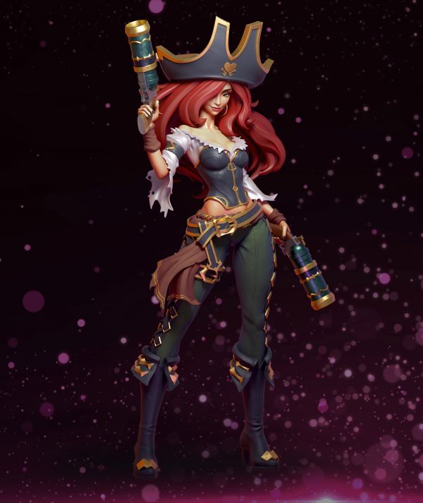 Cifangyi,CGI,Liga legenda,wanita,Nona Keberuntungan League of Legends,pirate girl