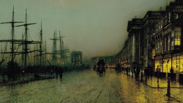 1920x1080 px,Glasgow,John Atkinson Grimshaw,Malerei,Straße,Schottland