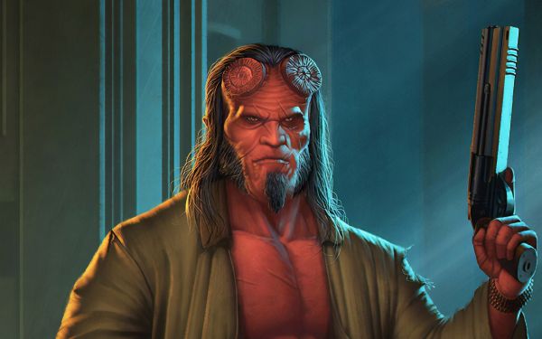 การ์ตูน,Hellboy,ปืน,red skin,ปีศาจ