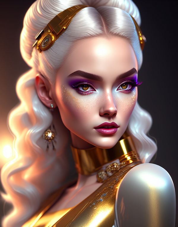 ai art,妇女,化妆,魅力,Sergey Kalabushkin,银色的头发