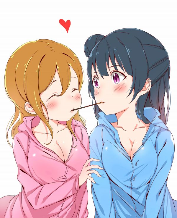 Love Live Sunshine, Love Live, Tsushima Yoshiko, Kunikida Hanamaru, Cheveux bleus, brunette