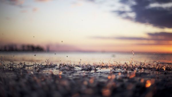 speilbilde,regn,vann,solnedgang,tilt shift,bokeh