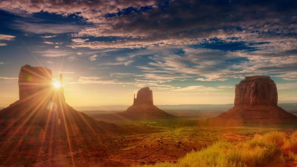 nature,mountains,landscape,Monument Valley,sunset,sunlight