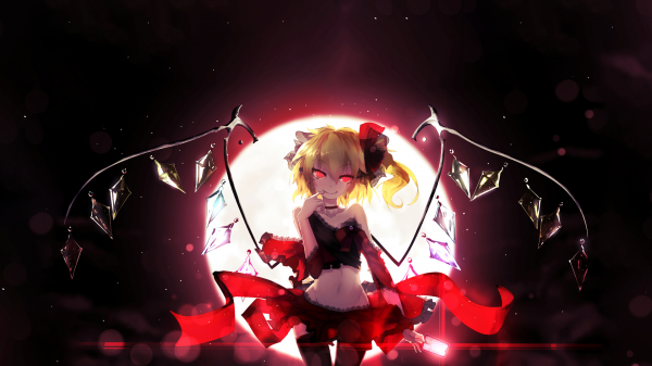 anime,Touhou,Flandre Scarlet,Měsíc,představení,fáze