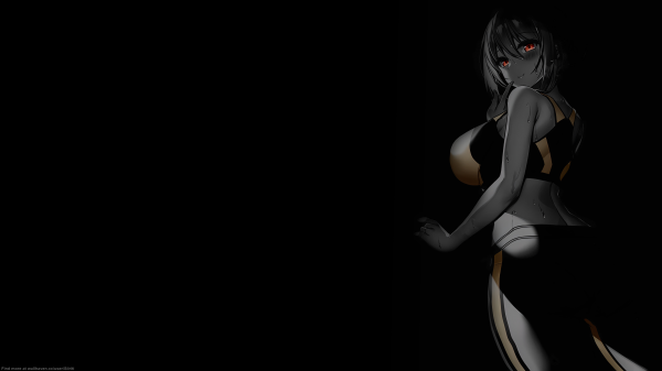 anime girls,selective coloring,black background,simple background,monochrome