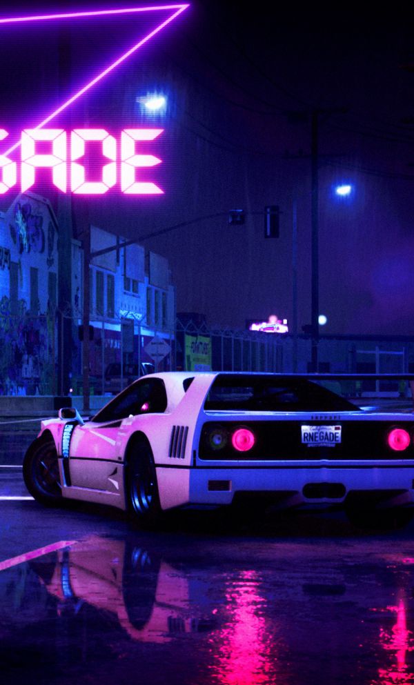 Retrowave,vaporwave,synthwave,Ferrari F 40