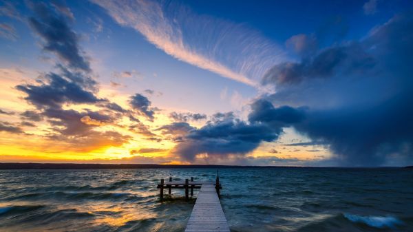 natuur,landschap,wolken,water,zonsondergang