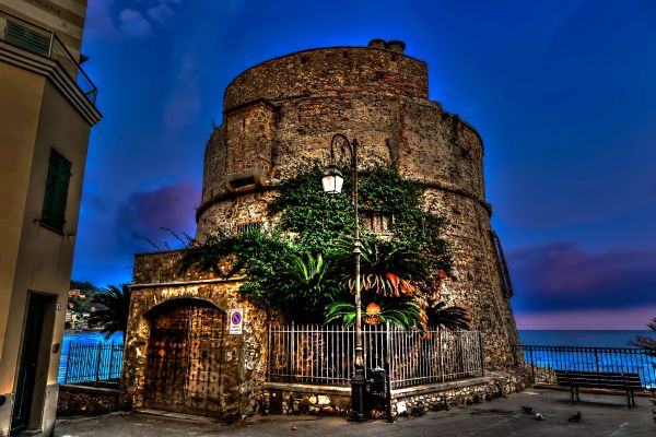 mare, città, strada, Italia, notte, costruzione