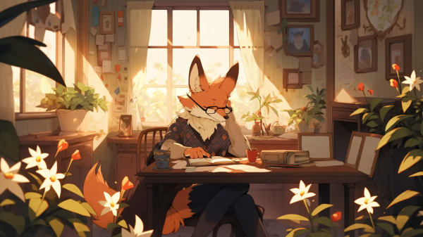 Anthro,furry,lofi,interiør,planter,rom