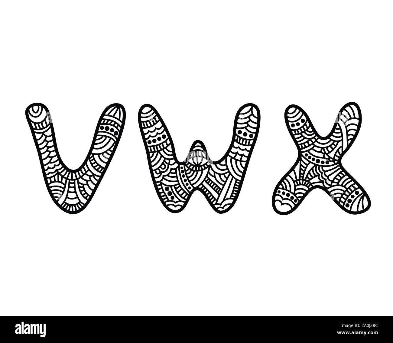 Doodle hand drawn letters Stock Vector