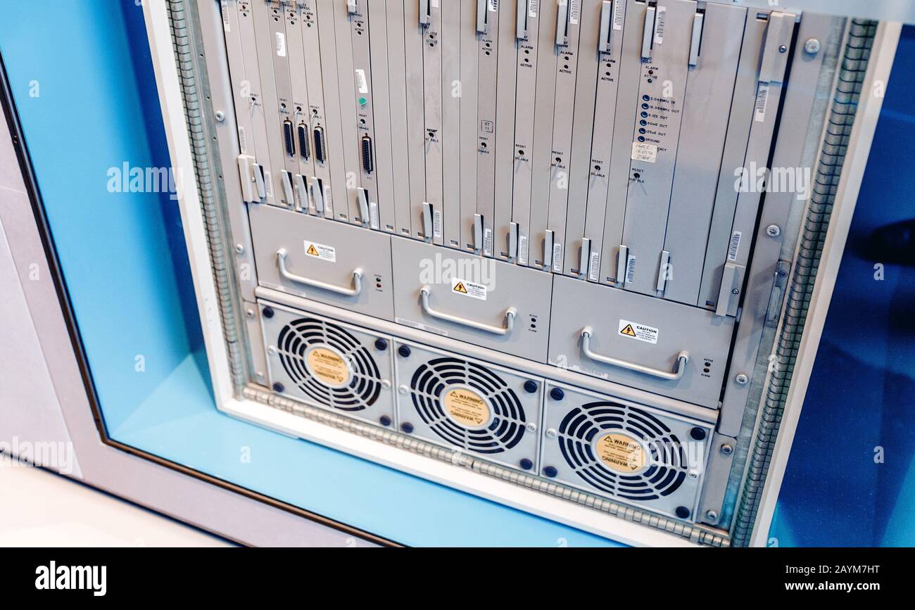 BERLIN, GERMANY - 19 MAY 2018: mainframe supercomputer datacenter in German technical museum Stock Photo