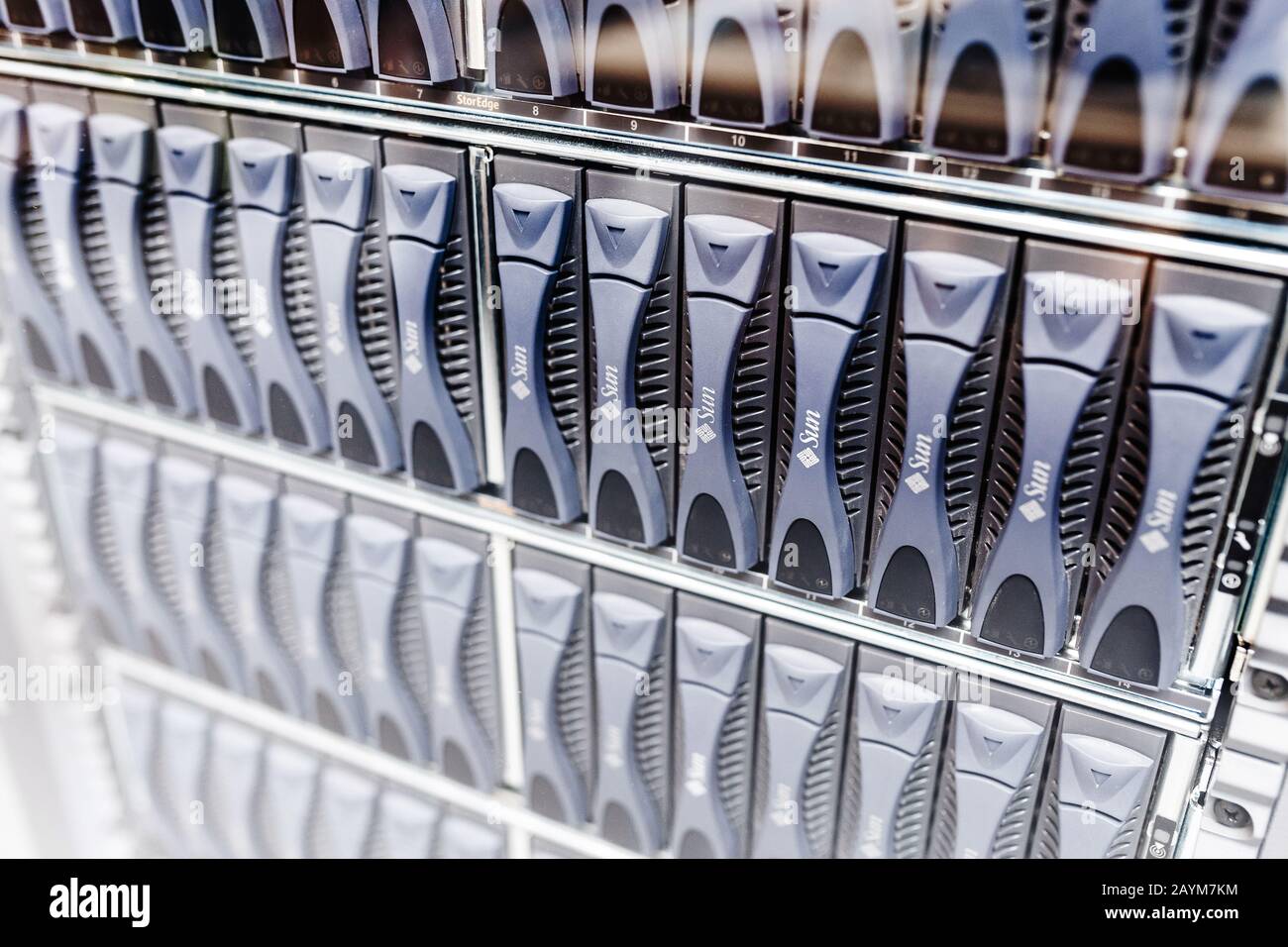 BERLIN, GERMANY - 19 MAY 2018: mainframe supercomputer datacenter in German technical museum Stock Photo