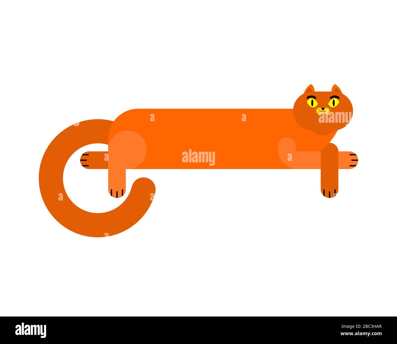 Long cat isolated. Cartoon pet. vector illustration Stock Vector