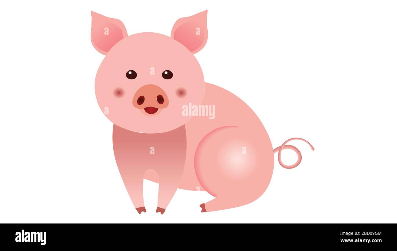 Pink pig illustration Stock Vector