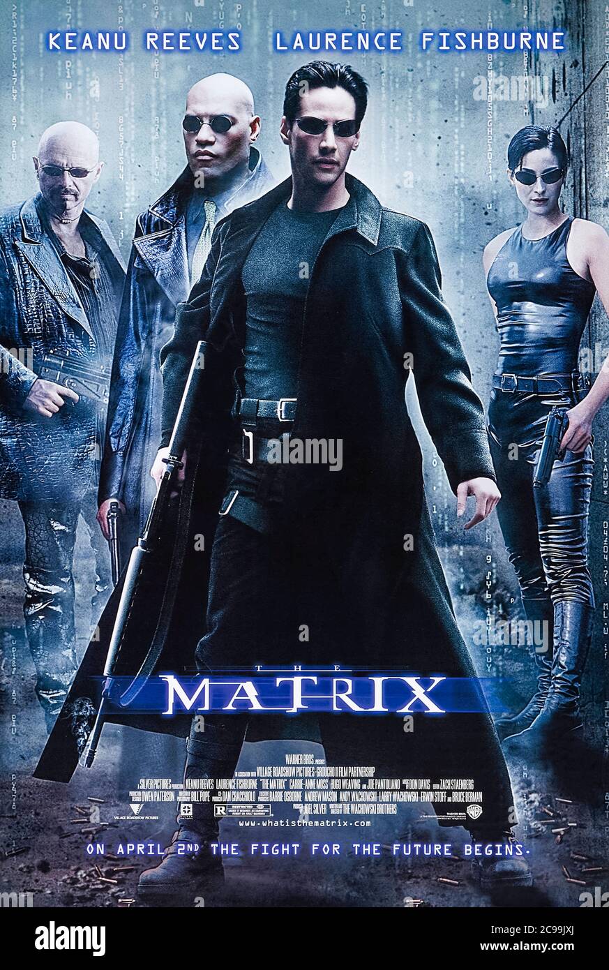 The Matrix (1999) directed by The Wachowski Brothers and starring Keanu Reeves, Laurence Fishburne, Carrie-Anne Moss and Joe Pantoliano. A computer hacker finds the rabbit hole is deeper than he possibly imagined when he elects to take the red pill in this groundbreaking and innovative Science Fiction classic. Photograph of original 1999 US one sheet poster ***EDITORIAL USE ONLY***. Credit: BFA / Warner Bros Stock Photo