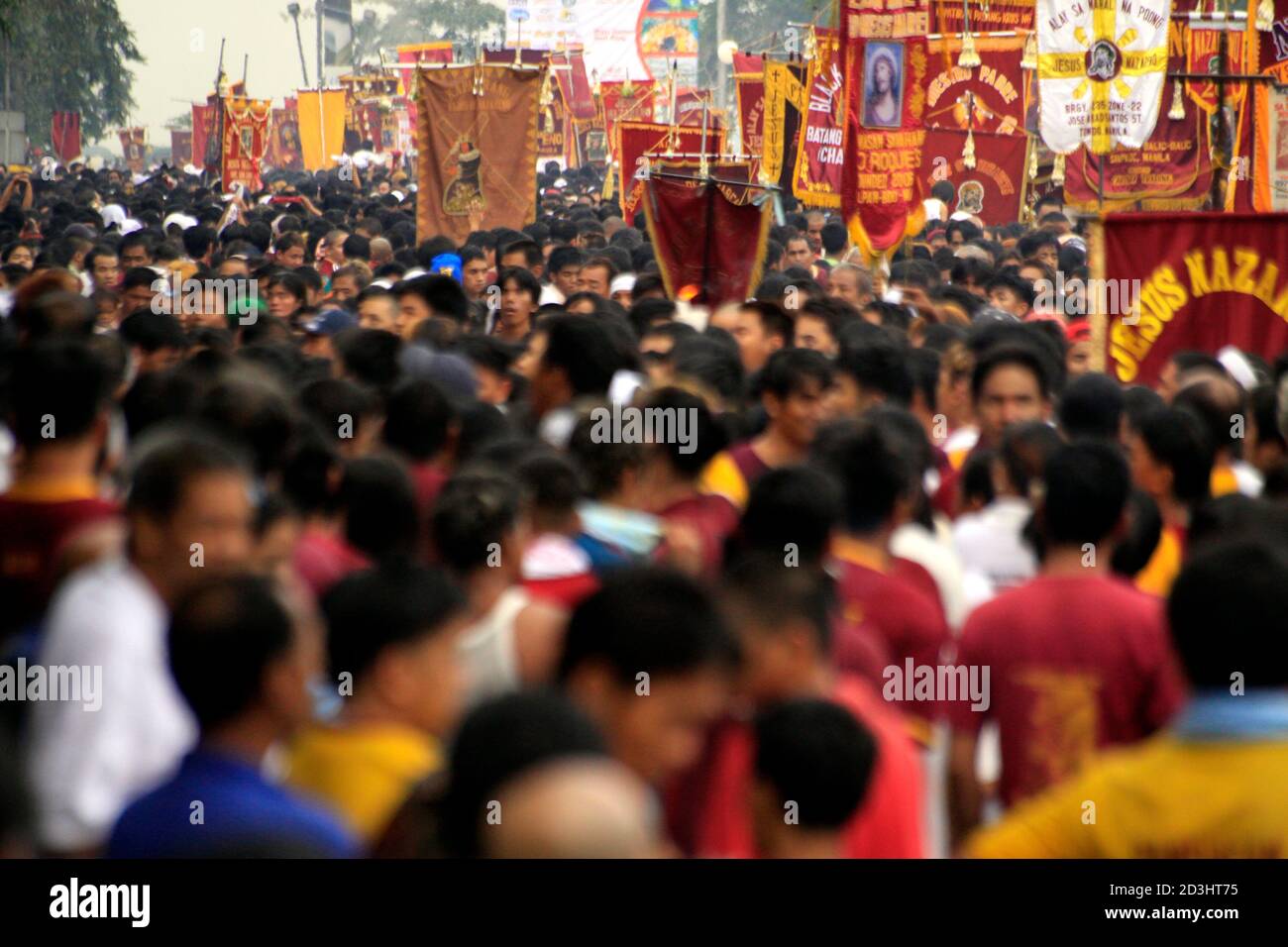 images of the celebration of the Black Nazarene procession in the Philippines Stock Photo