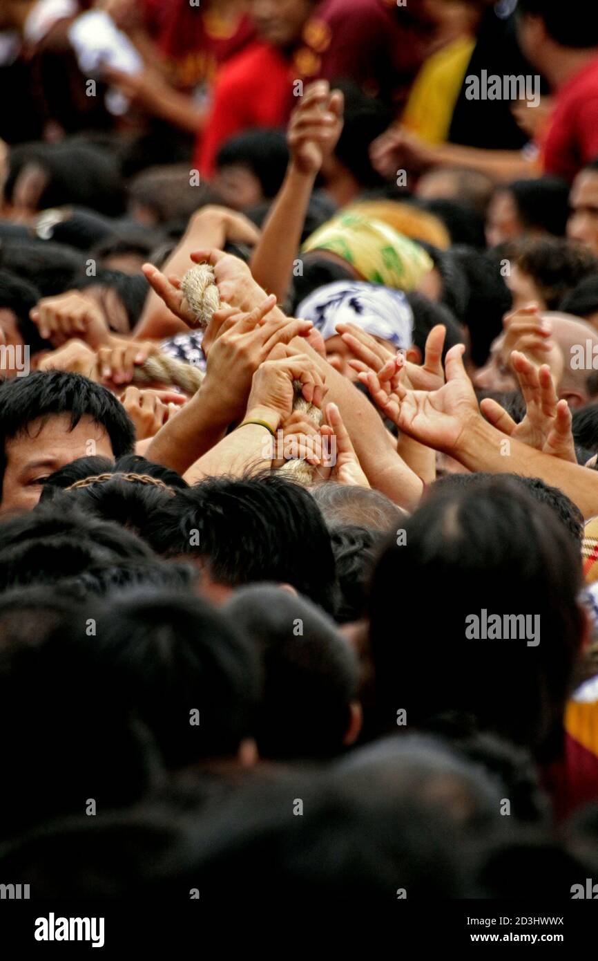 images of the celebration of the Black Nazarene procession in the Philippines Stock Photo