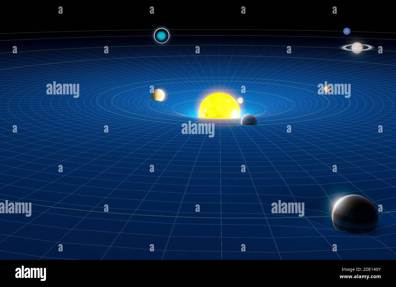 Spacetime and Solar System Stock Photo