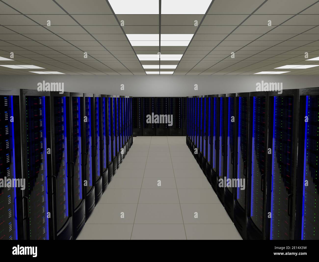 Modern futuristic server room with big data center Stock Photo