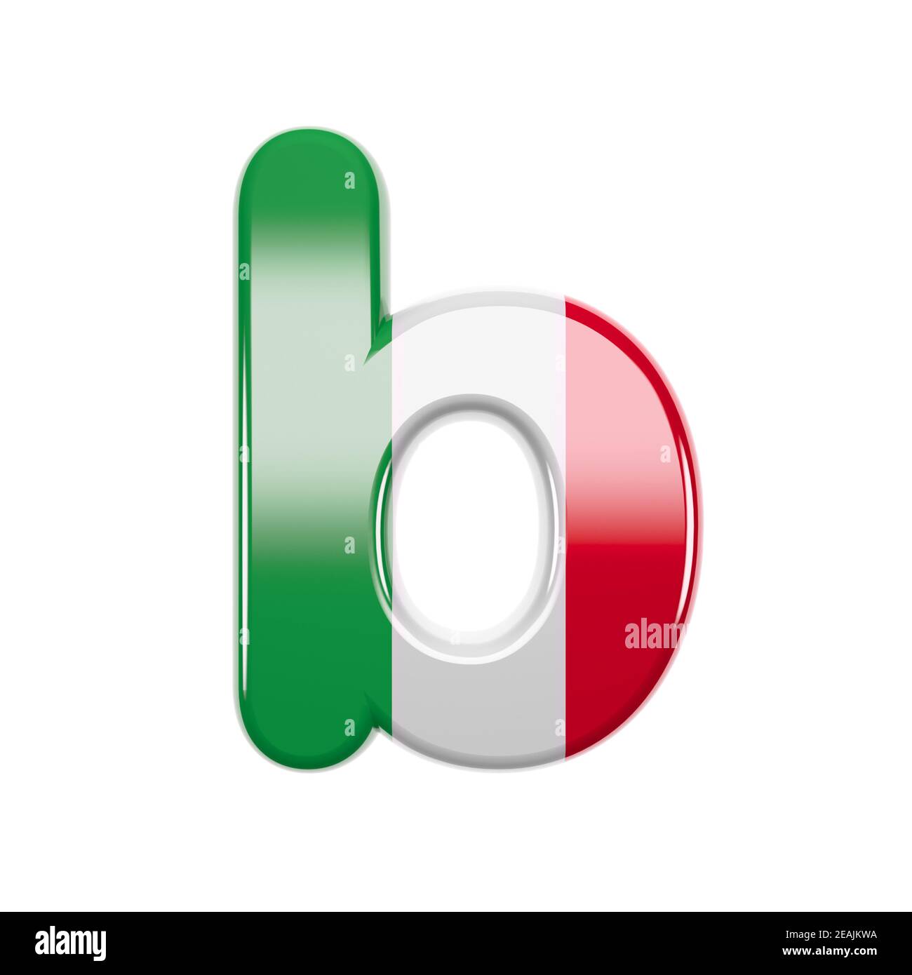 Italian letter B - Lower-case 3d Italy flag font - Suitable for Italy, Europe or Rome related subjects Stock Photo