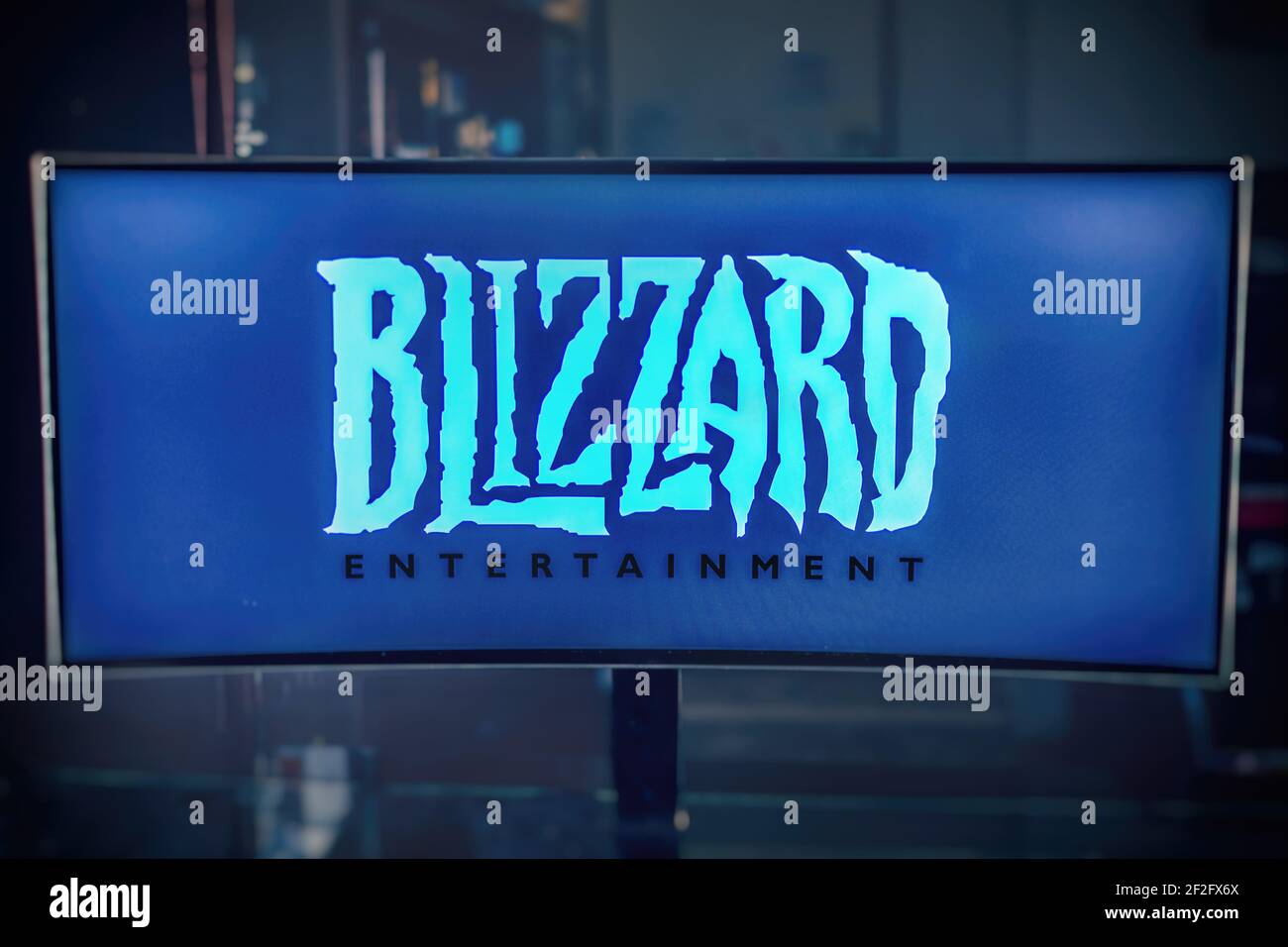 monitor logo Blizzard Entertainment software house producer of video games, famous for Warcraft , Diablo and Starcraft Stock Photo