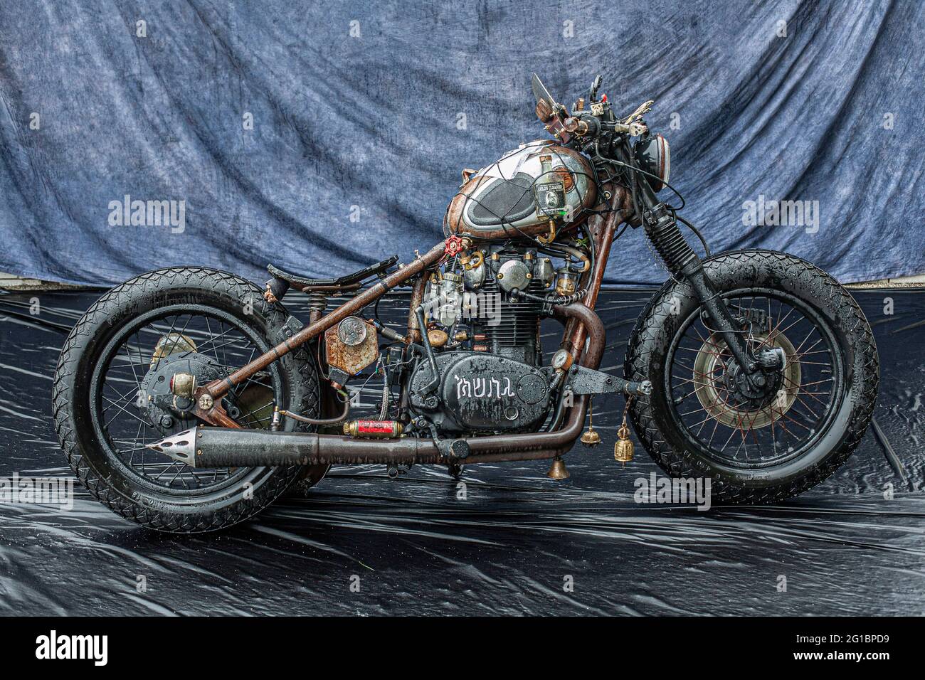 Bike custom made.Custom motorcycle bobber Stock Photo