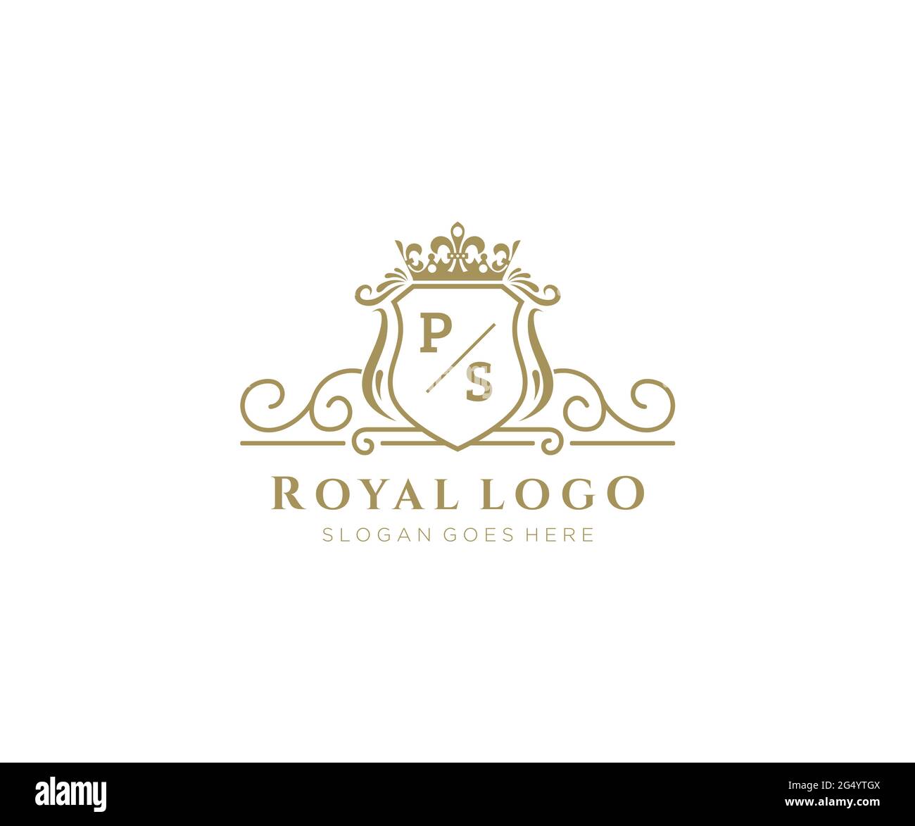 PS Letter Luxurious Brand Logo Template, for Restaurant, Royalty, Boutique, Cafe, Hotel, Heraldic, Jewelry, Fashion and other vector illustration. Stock Vector