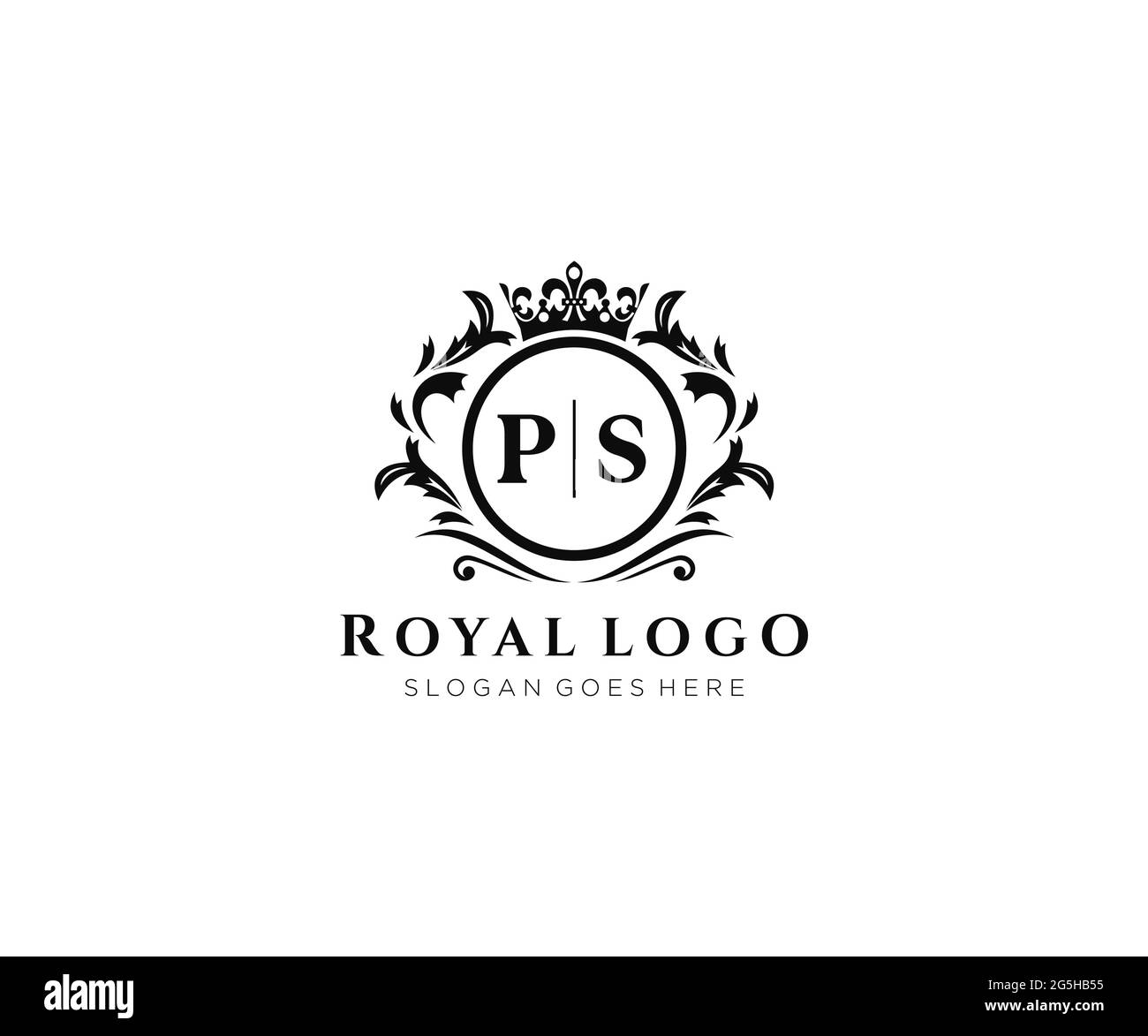 PS Letter Luxurious Brand Logo Template, for Restaurant, Royalty, Boutique, Cafe, Hotel, Heraldic, Jewelry, Fashion and other vector illustration. Stock Vector