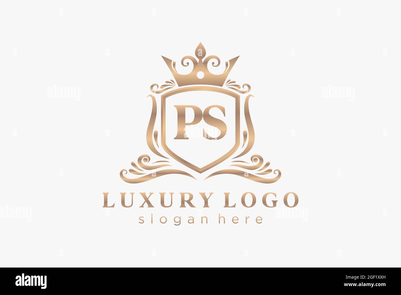 PS Letter Royal Luxury Logo template in vector art for Restaurant, Royalty, Boutique, Cafe, Hotel, Heraldic, Jewelry, Fashion and other vector illustr Stock Vector