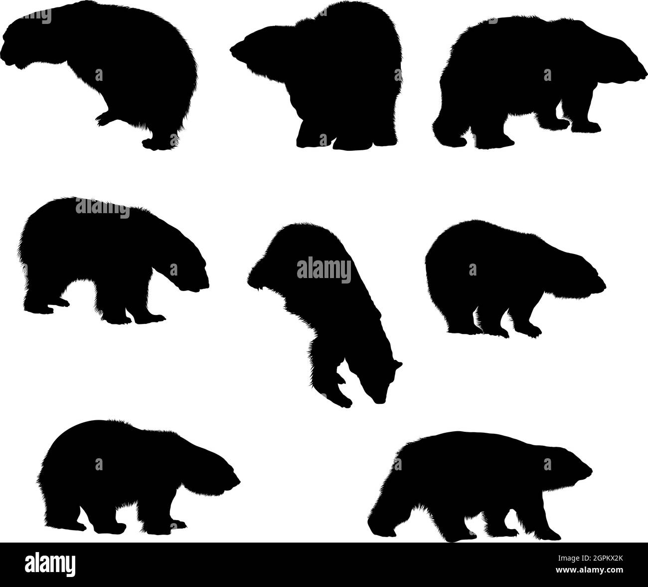 Bear Silhouette Set Stock Vector