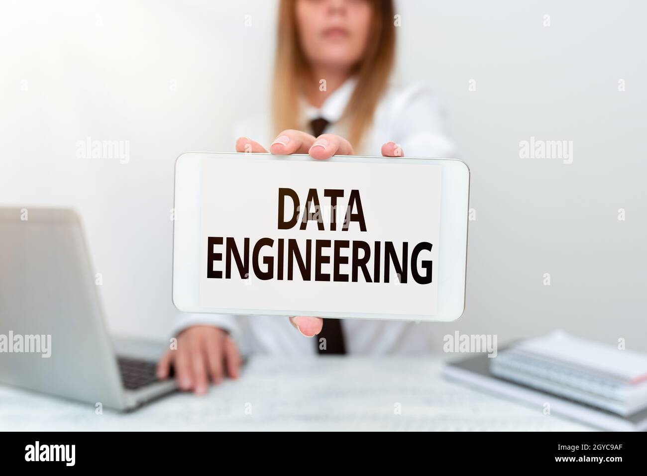 Text caption presenting Data Engineering, Word Written on data science that focuses on practical applications of data Intern Starting A New Job Post, Stock Photo