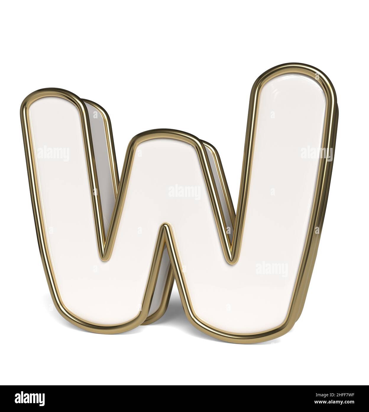 Elegant white alphabet. Letter W. 3D rendering. Stock Photo