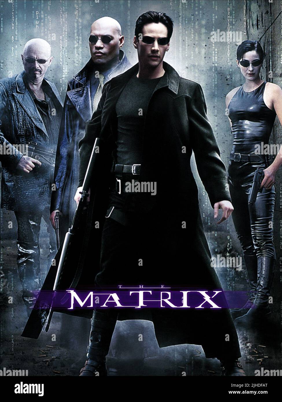 JOE PANTOLIANO, LAURENCE FISHBURNE, KEANU REEVES, CARRIE-ANNE MOSS, THE MATRIX, 1999 Stock Photo