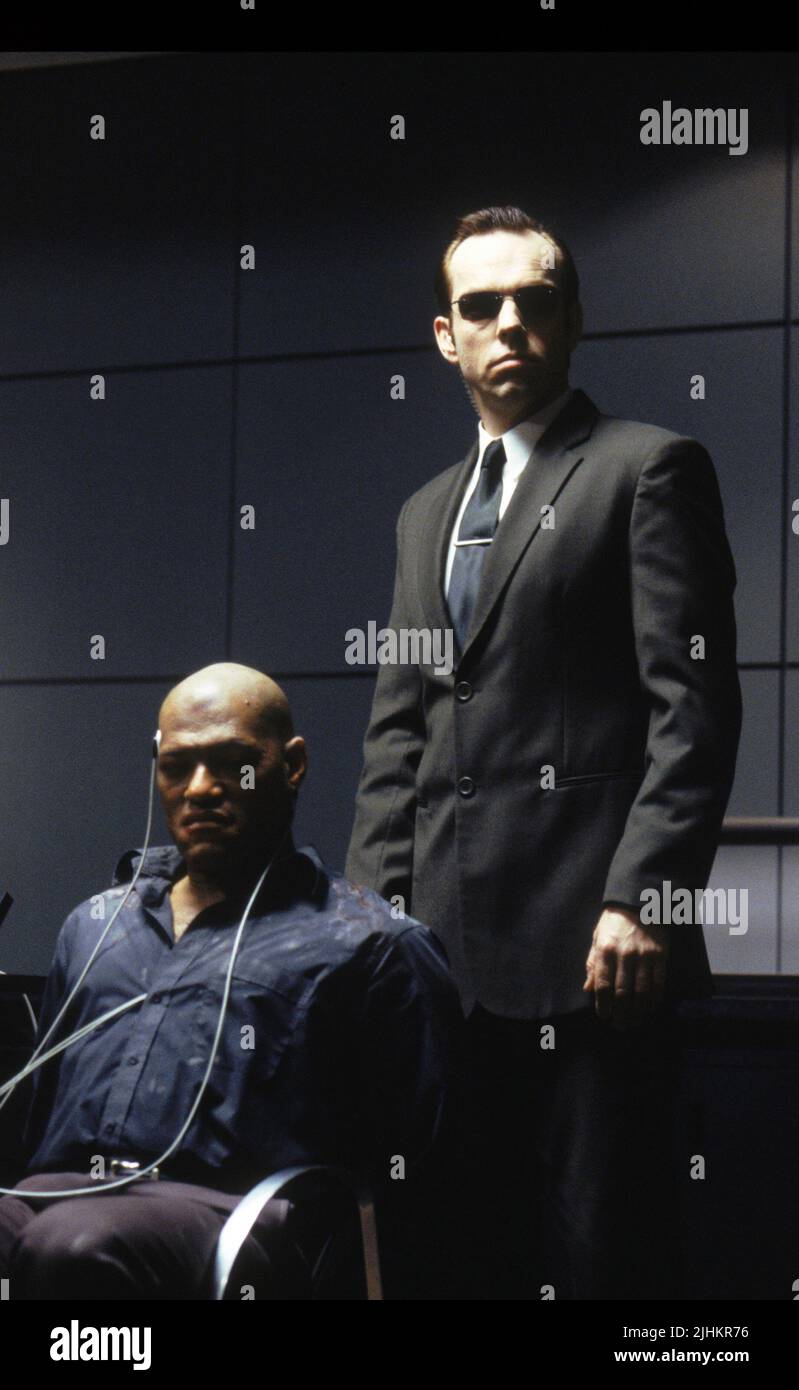 LAURENCE FISHBURNE, HUGO WEAVING, THE MATRIX, 1999 Stock Photo