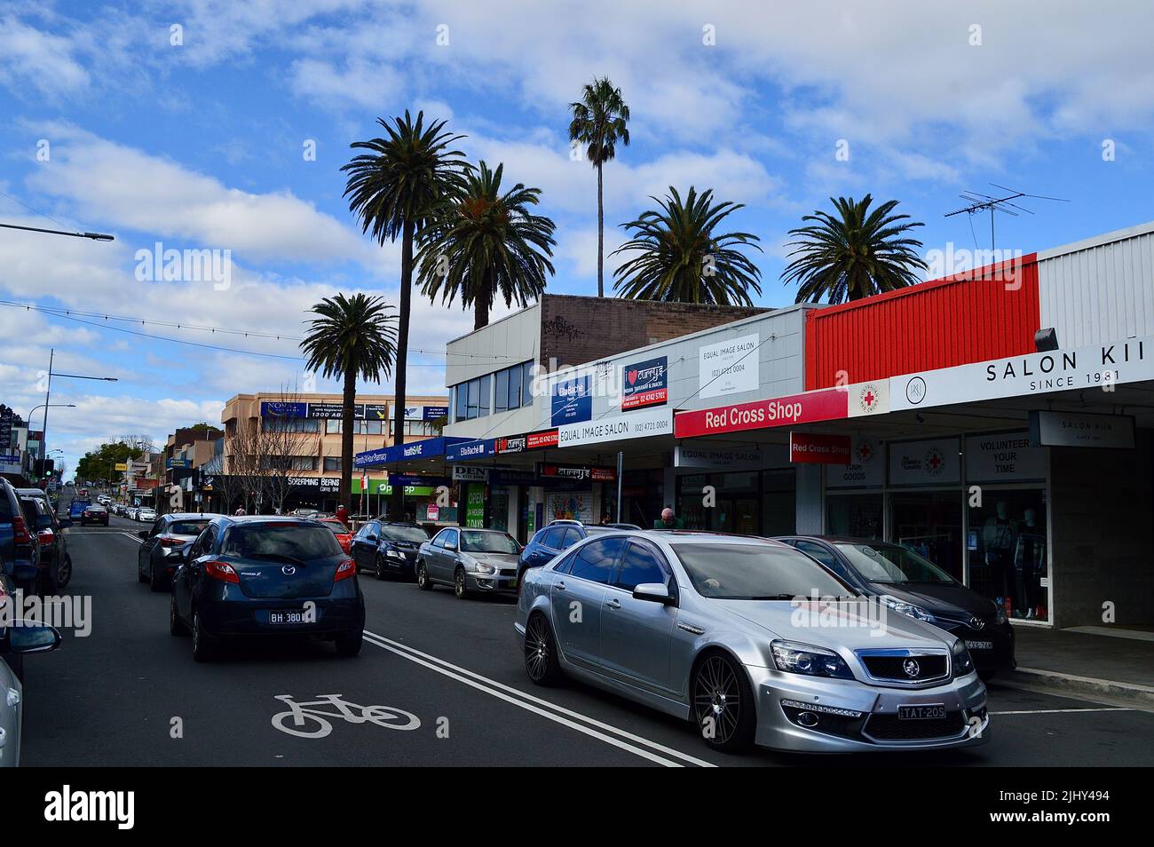 A view of High Street at Penrith in Sydney's western suburbs Stock Photo