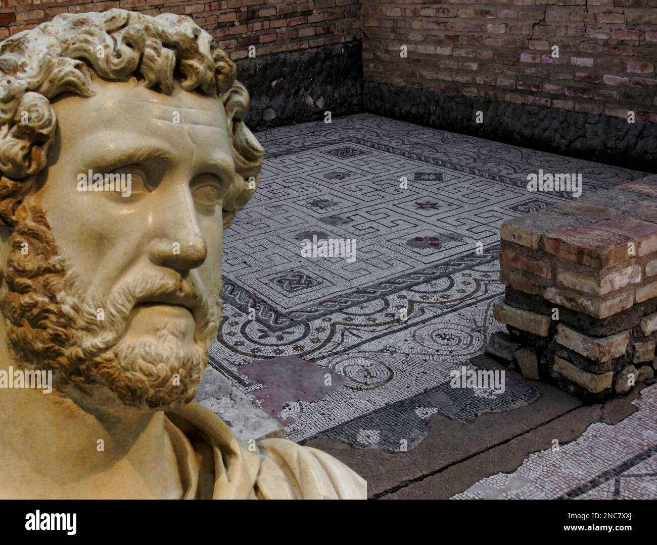 The Amphitheater of Italica, one of the first Roman colonies in Spain (Seville), was also the birthplace of two important emperors, Trajan and Hadrian Stock Photo