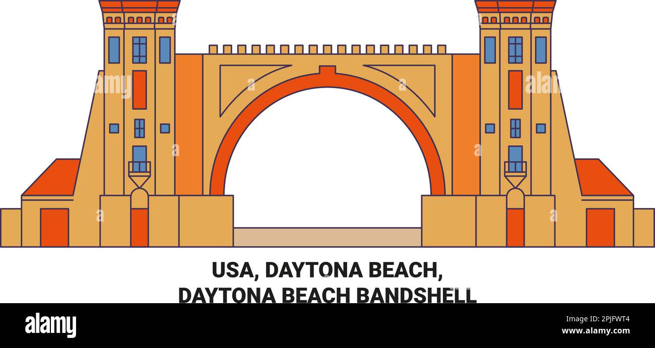 Usa, Daytona Beach, Daytona Beach Bandshell travel landmark vector illustration Stock Vector