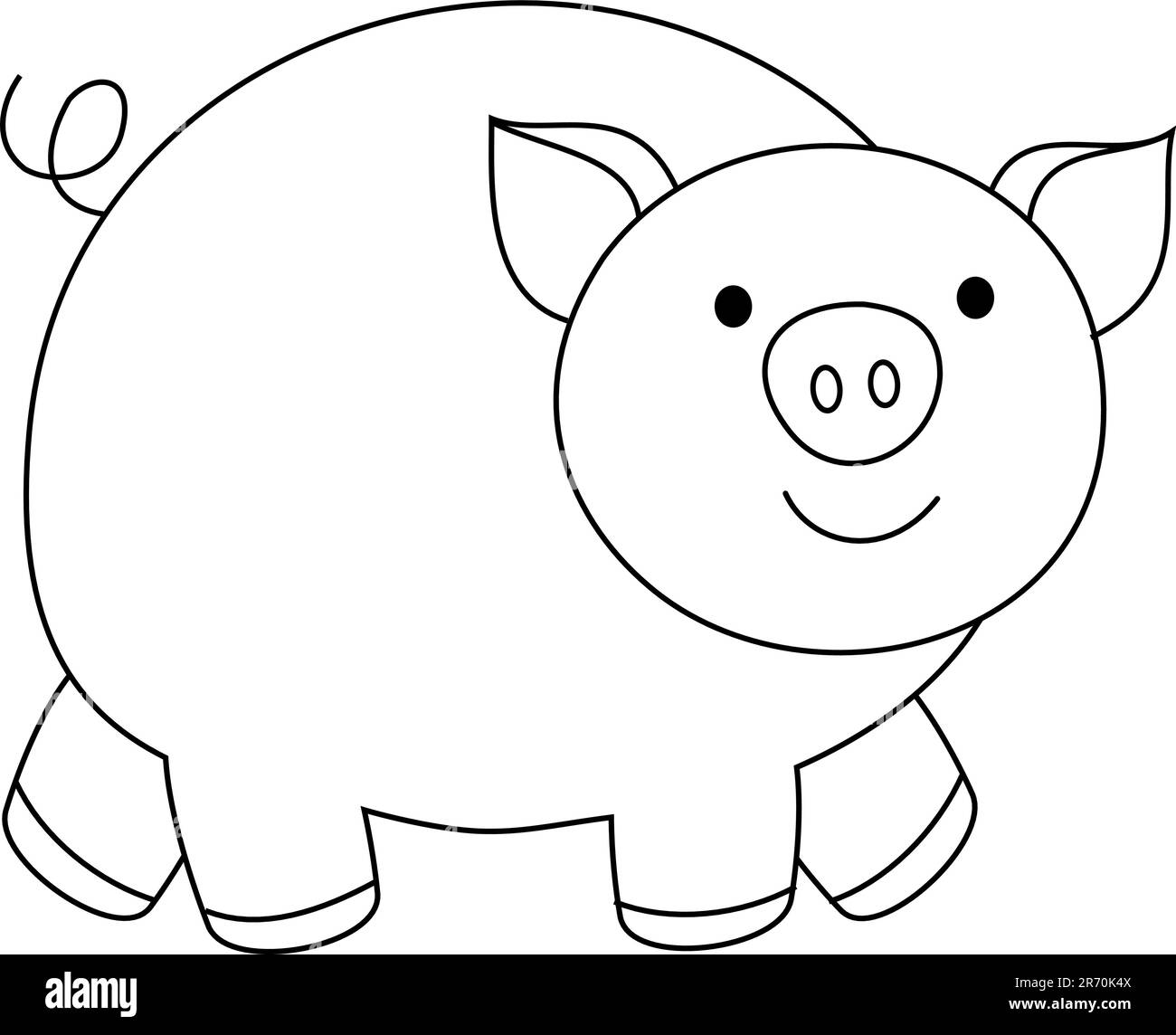 Black and White illustration of a pig Stock Vector