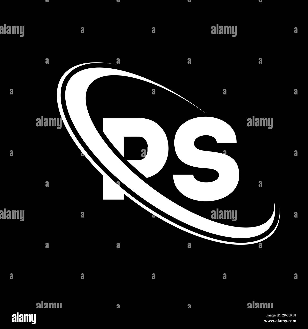 PS logo. P S design. White PS letter. PS/P S letter logo design. Initial letter PS linked circle uppercase monogram logo. Stock Vector