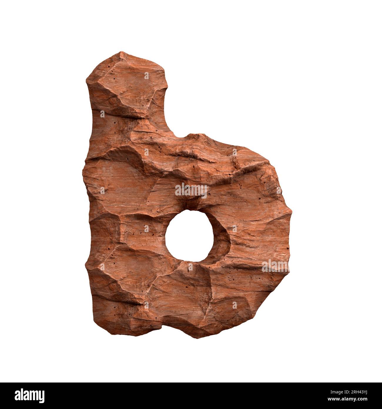 Desert sandstone letter B - Lower-case 3d red rock font - Suitable for Arizona, geology or desert related subjects Stock Photo